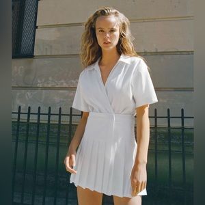 Zara Short Box Pleat Jumpsuit Dress White Size XS